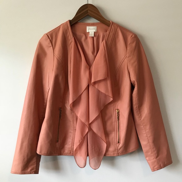 Chico’s Peach Faux Leather Jacket - Picture 3 of 8